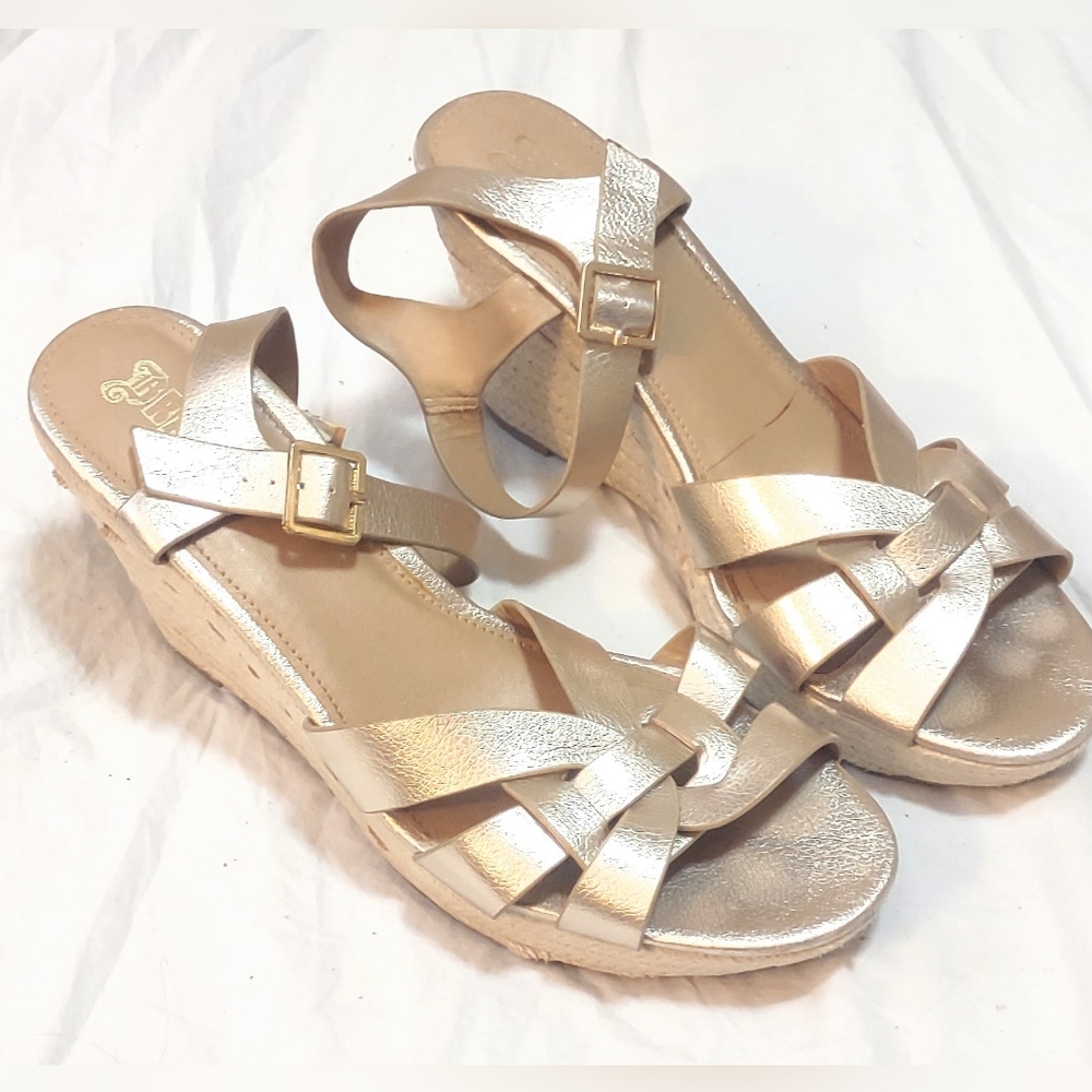 Brash wedges in gold, high heel style size 11